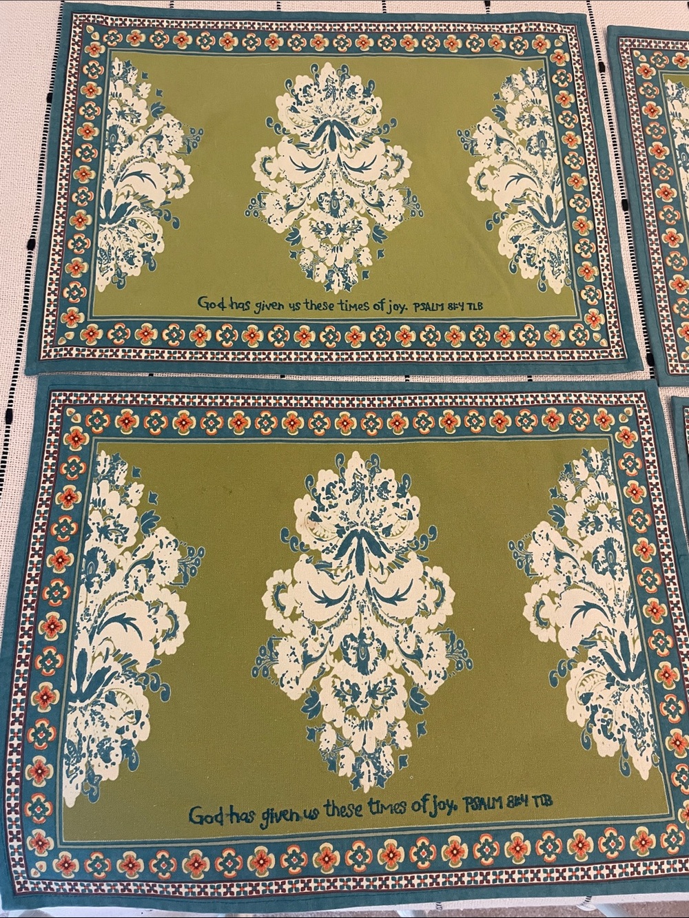 Blue, Olive & Orange Placemat Set of 4